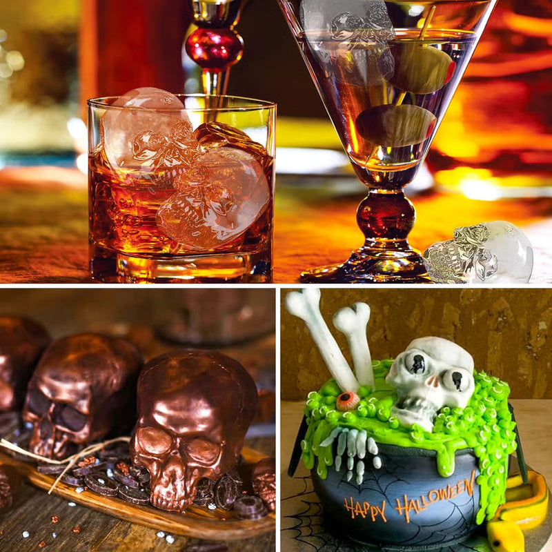 Halloween IJsblokjes Vorm | 3D Schedel Mal | Flexibel Silicone | Voor Drankjes en Desserts