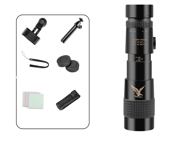 Monoculair Telescoop | 10–300X Zoom | Nachtzicht | Waterdicht & Schokbestendig | Compact Titanium