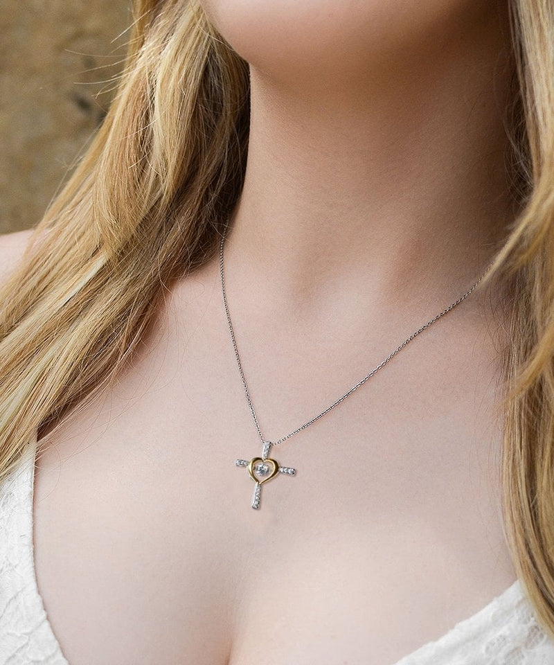 Halsketting met boodschapkaart | Geschenk voor dochter | Kruis met zirconia & geschenkdoos