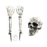 Halloween Tuinverlichting | Glow-in-the-Dark Schedel met Handen | 8 Lichtstanden | Weerbestendig