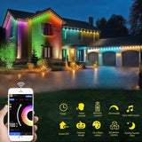 FeestGlans™ | Slimme Permanente Buitenverlichting | Wi-Fi & Bluetooth LED Verlichting | Waterdicht IP65 | Voor Huis, Tuin & Feestdagen