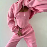 Dames Lounge Set | 3-delig | Cropped Hoodie, Tanktop & Broek met Enkelboorden