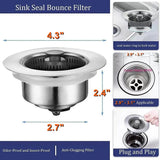 Afvoerzeef | 3-in-1 Stopper en Filter | RVS en ABS | Anti-Verstopping & Geurcontrole