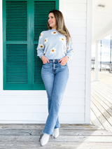 Dames Bootcut Jeans | Hoge Taille | Dubbele Knop & Gerafelde Zoom