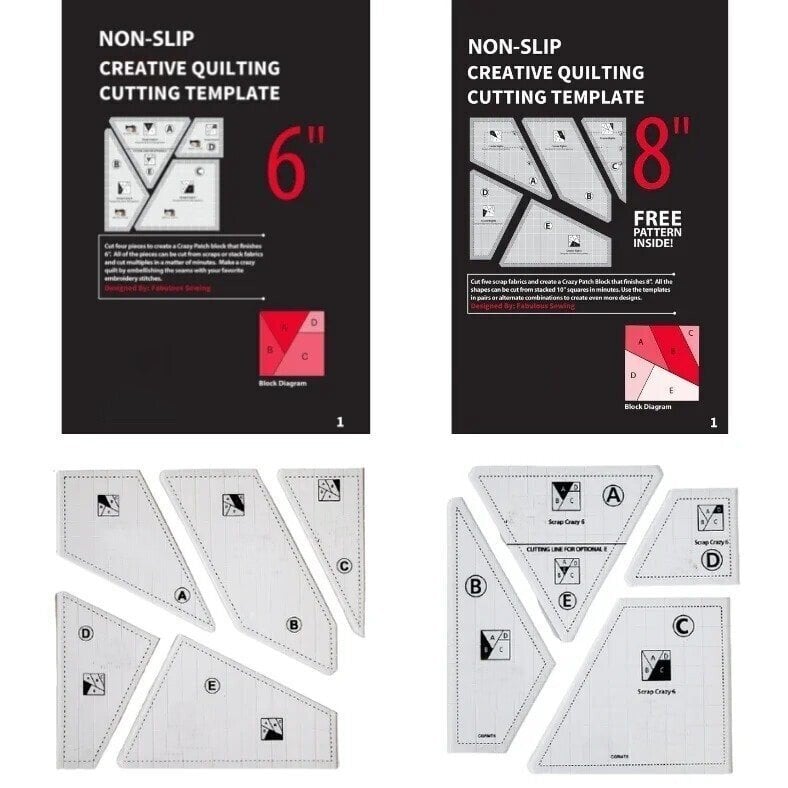 Creatieve Quilt Snijmal | Multi-Patroon | Geschikt voor Stoffen Restjes | 20 cm Quiltblokken