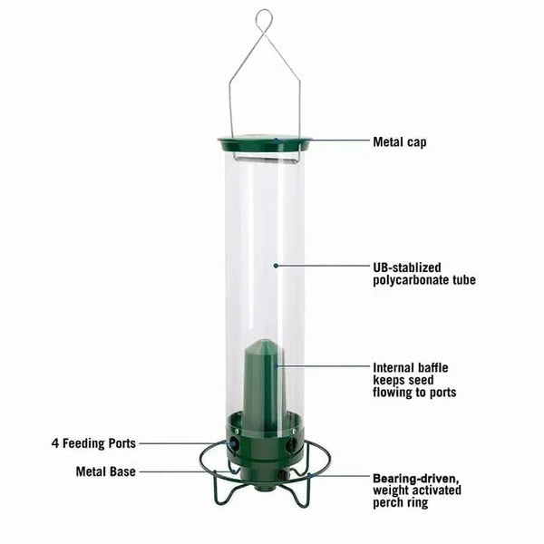 Vogelvoederhuis | Eekhoornvrij | 4 Voerpoorten | 5 lb Zaadcapaciteit