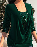 Helga™ Lange mouwen pailletten shirt