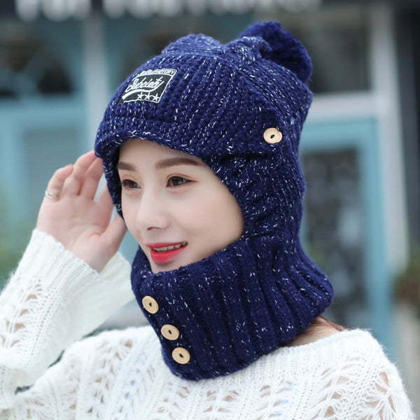 Dames Winterset | Gebreide Beanie Muts met Sjaal en Masker | Extra Warm & Zacht