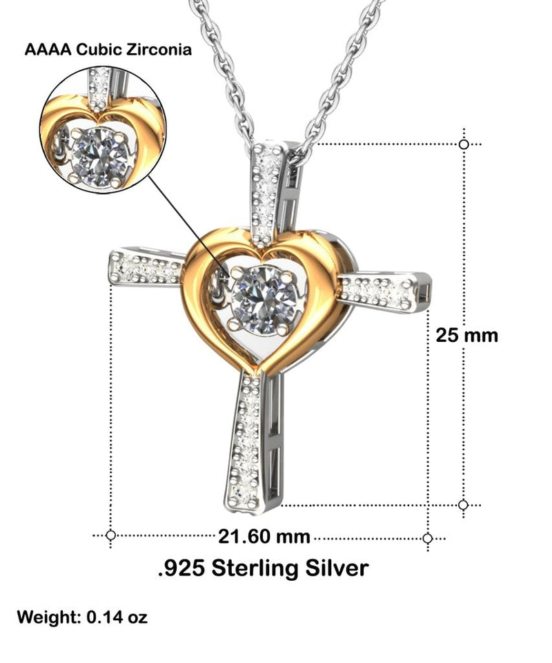 Halsketting met boodschapkaart | Geschenk voor dochter | Kruis met zirconia & geschenkdoos