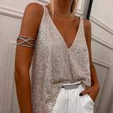 ShineVista™ – Elegant Sequin Top met V-hals voor Vrouwen