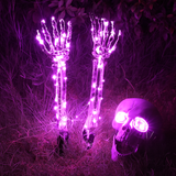 Halloween Tuinverlichting | Glow-in-the-Dark Schedel met Handen | 8 Lichtstanden | Weerbestendig