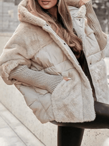Dames winterjack | Losse pasvorm | Gevoerde gewatteerde jas met bontdetails