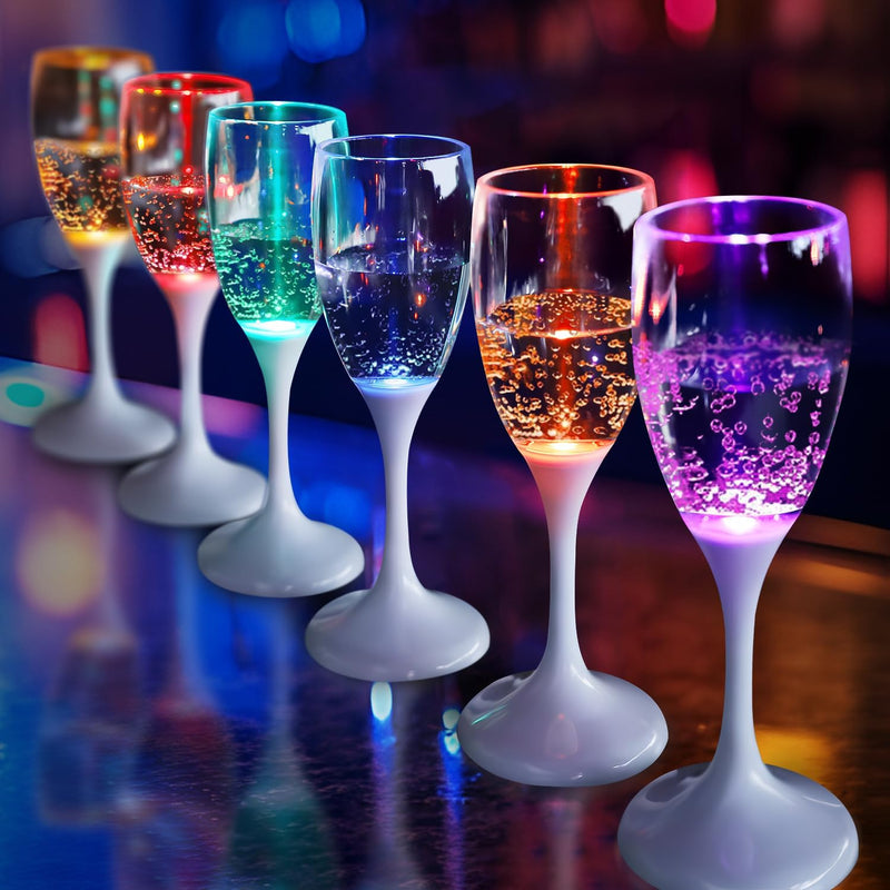 LED Wijn- en Champagneglazen | 6 Kleuren | Vloeistof Geactiveerd | Herbruikbaar | Set van 2 Stuks