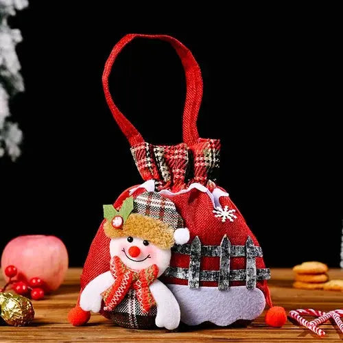 Kerst Cadeauzakjes | Herbruikbare Stoffen Cadeautas | Sneeuwman, Kerstman & Rendier Designs