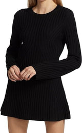 Dames Ribgebreide Jurk | Ronde Hals | Lange Mouwen | Slanke Pasvorm