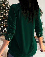 Helga™ Lange mouwen pailletten shirt