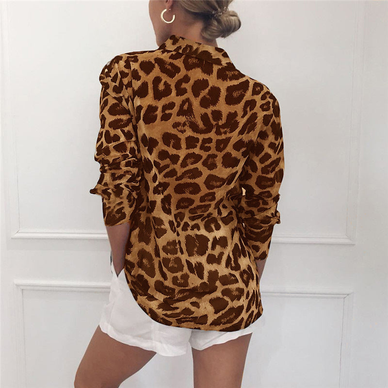 LeoLana™ – Elegante lange mouwen blouse voor dames met luipaardprint