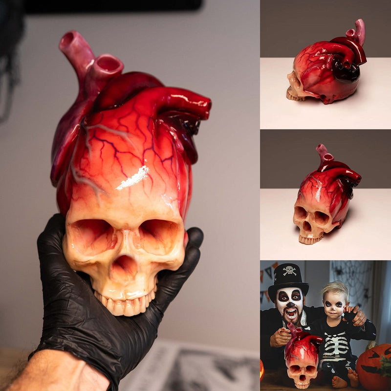 HeartGloom™ Realistische Halloween-Totenschädel-Skulptur in Herzform