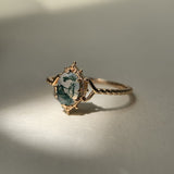 Dames Ring | Eeuwig Liefdessymbool | Natuurlijke Mosagaat | Verguld 925 Zilver