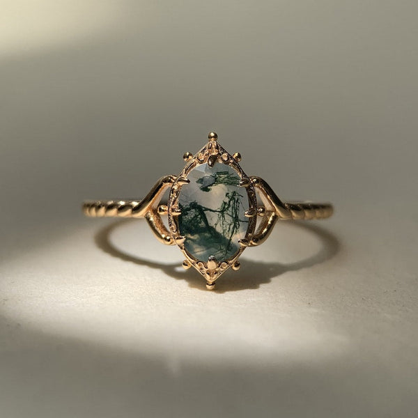 Dames Ring | Eeuwig Liefdessymbool | Natuurlijke Mosagaat | Verguld 925 Zilver