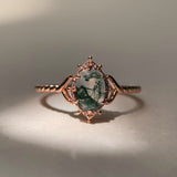 Dames Ring | Eeuwig Liefdessymbool | Natuurlijke Mosagaat | Verguld 925 Zilver