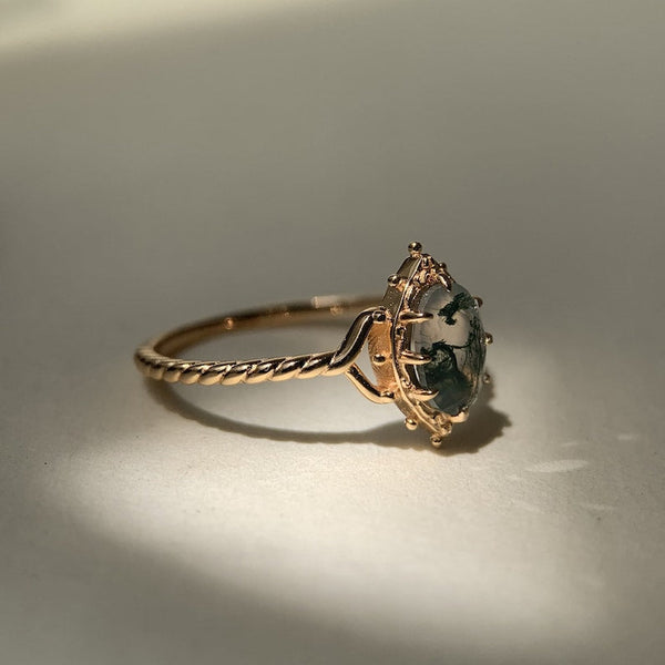 Dames Ring | Eeuwig Liefdessymbool | Natuurlijke Mosagaat | Verguld 925 Zilver