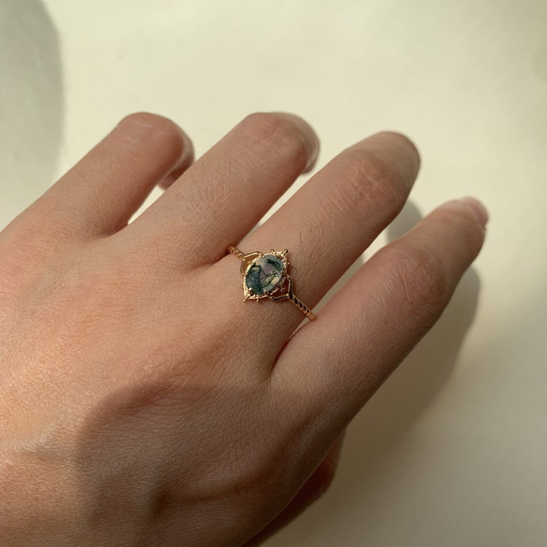 Dames Ring | Eeuwig Liefdessymbool | Natuurlijke Mosagaat | Verguld 925 Zilver
