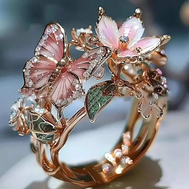 Vlinder Ring | Elegant Design | Zirkonia Steentjes