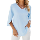 Dames 3/4 Mouw V-Hals Zomer Blouse | Comfortabel