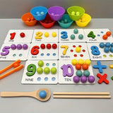 Educatieve Rekenset voor Kinderen | Kleurrijke Houten Kralen & Eetstokjes | Spelenderwijs Rekenen Leren