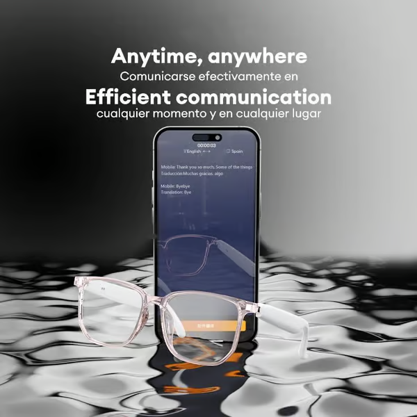 Slimme Vertaalbril | Real-time AI Vertaling | Bluetooth 5.4 | 55mAh Batterij