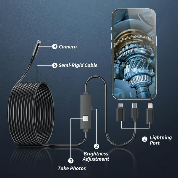 Endoscoop inspectiecamera | HD 1080p | 5 meter flexibele kabel | Waterdicht met LED & accessoires