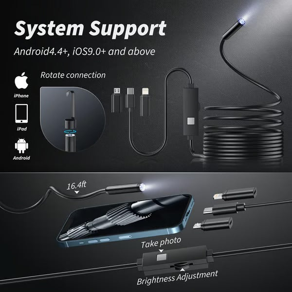 Endoscoop inspectiecamera | HD 1080p | 5 meter flexibele kabel | Waterdicht met LED & accessoires