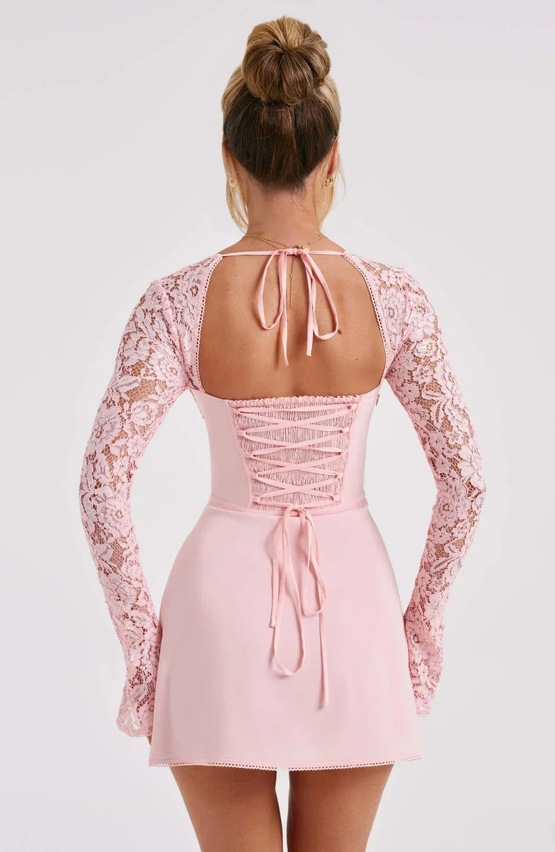 Alexa™ | Dames Sexy Mini Bustier Jurk | Kanten Mouwen