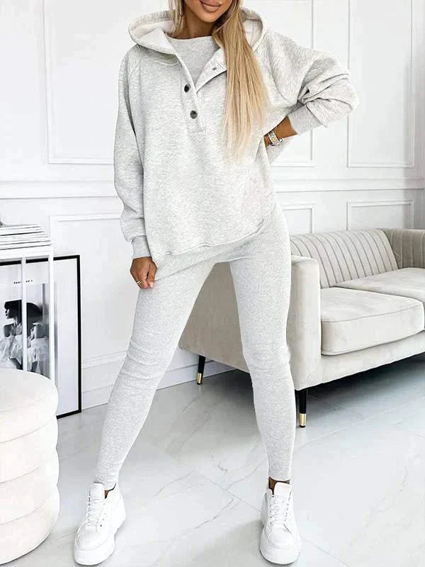 Dames 3-Delig Lounge Set | Hoodie, Vest & Broek | Zachte Stof met Ademend Weefsel