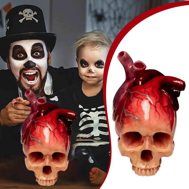 HeartGloom™ Realistische Halloween-Totenschädel-Skulptur in Herzform