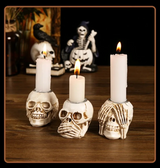 BoneGlow™ 3-teiliges Halloween-Totenkopf-Kerzenhalter-Set