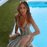 Amera™ | Dames Gehaakte Halter Maxi-Jurk | Boho Strandjurk met Open Rug