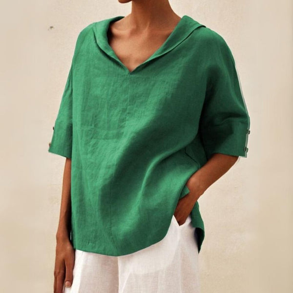Lena - Dames Linnen Blouse met V-hals