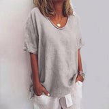 Klassieke blouse met een relaxte pasvorm voor dames | korte mouw