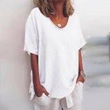 Klassieke blouse met een relaxte pasvorm voor dames | korte mouw