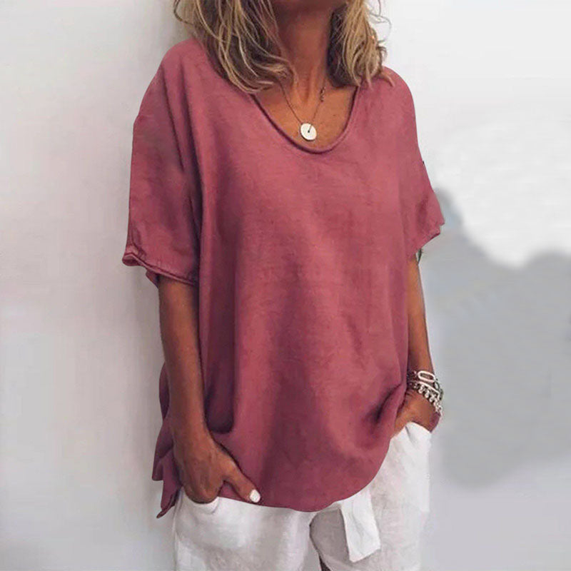 Klassieke blouse met een relaxte pasvorm voor dames | korte mouw