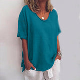 Klassieke blouse met een relaxte pasvorm voor dames | korte mouw