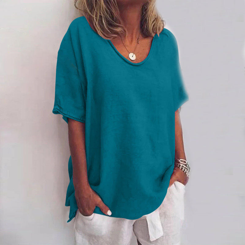Klassieke blouse met een relaxte pasvorm voor dames | korte mouw