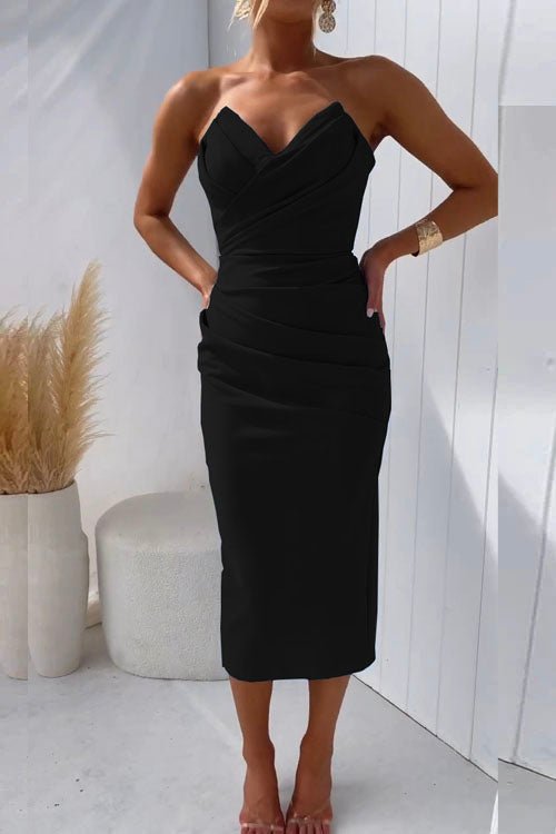 Grazia™ – Dames Strapless Cocktailjurk met Verleidelijke Rugsplit
