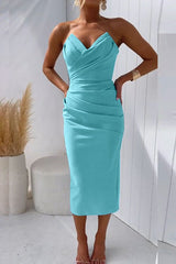 Grazia™ – Dames Strapless Cocktailjurk met Verleidelijke Rugsplit
