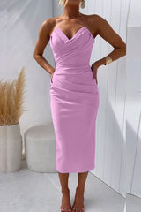 Grazia™ – Dames Strapless Cocktailjurk met Verleidelijke Rugsplit