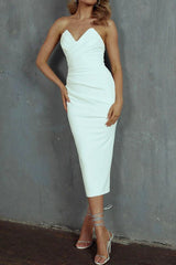 Grazia™ – Dames Strapless Cocktailjurk met Verleidelijke Rugsplit