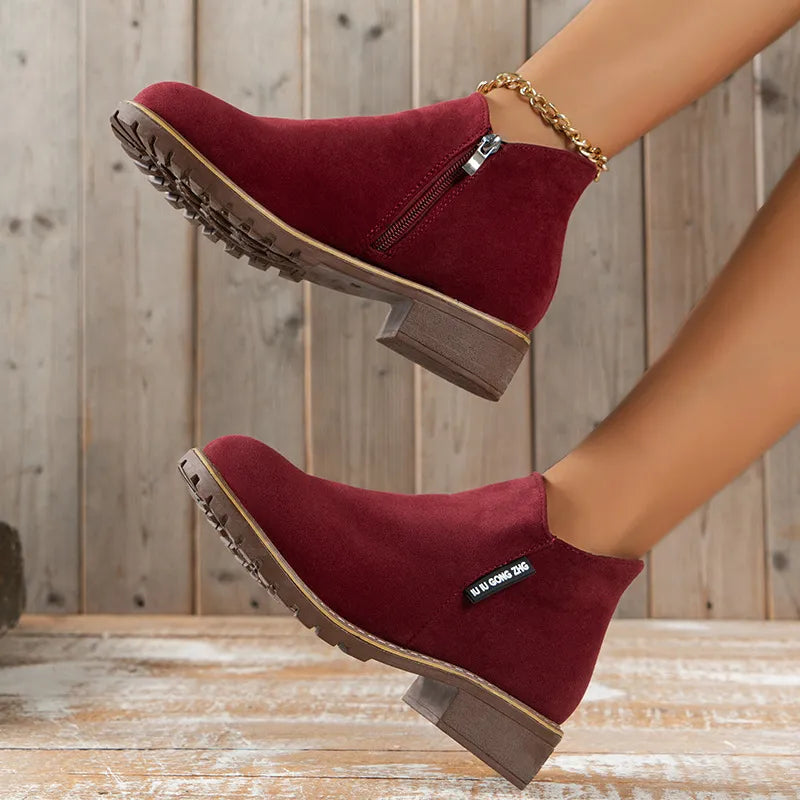 Dames Enkelboots | Dikke Zool | Hoogwaardig Kunstleer | Comfortabel