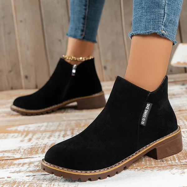 Dames Enkelboots | Dikke Zool | Hoogwaardig Kunstleer | Comfortabel
